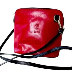 Vera Pelle Mini Crossbody Red Italian Leather Made In Italy